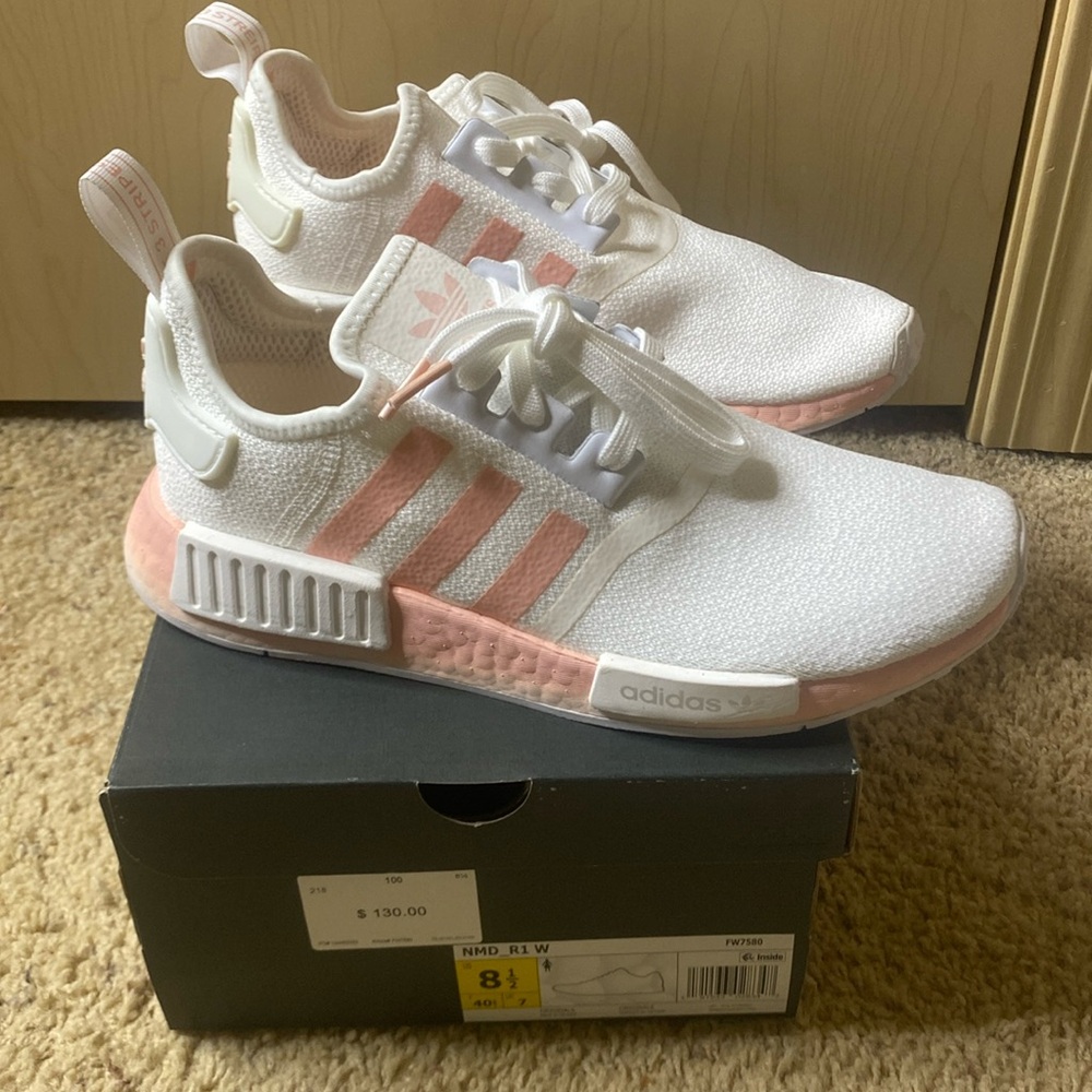 Women’s Adidas NMD R1 Color: White Vapour Pink Size 8.5